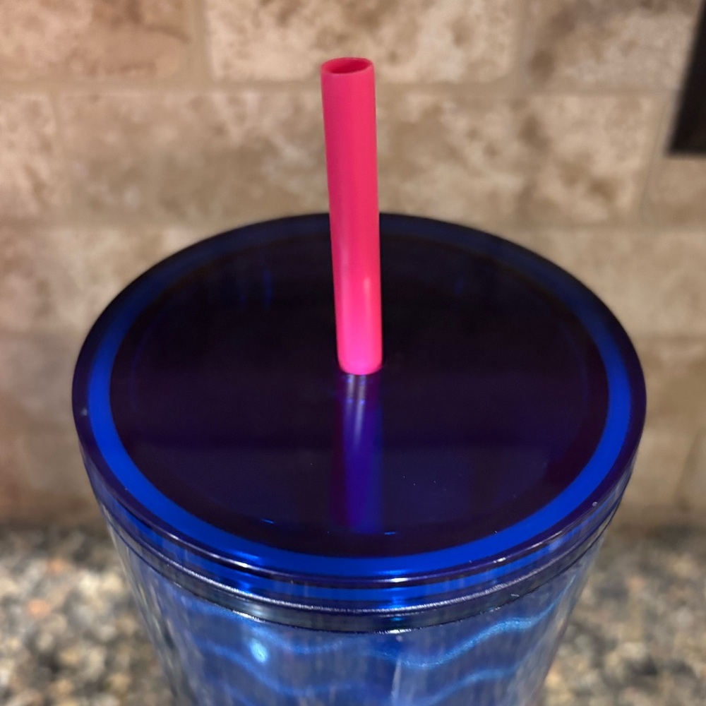 Starbucks Blue Wave Under the Sea Floral Holographic Cold Cup Tumbler Venti 24oz - Picture 5 of 8